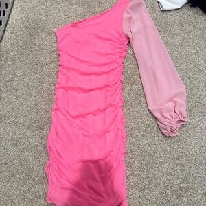 SHEIN Vibrant Pink One-Shoulder Dress